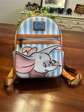 Loungefly Dumbo Striped Mini Backpack in Blue, Pink & Tan